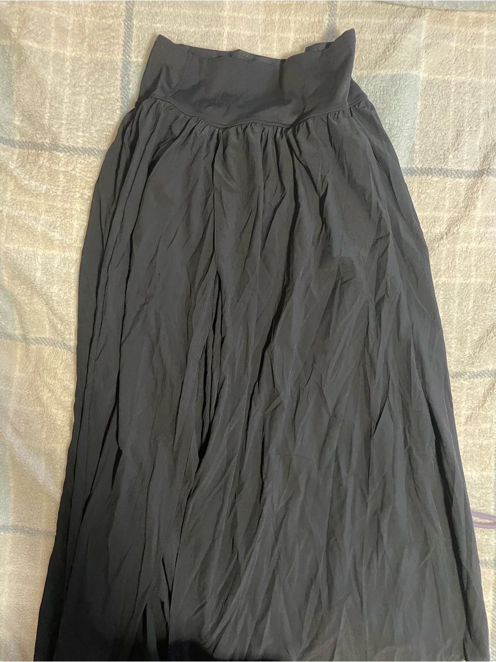 HALARA Black Maxi Skirt with Fold-Over Waistband